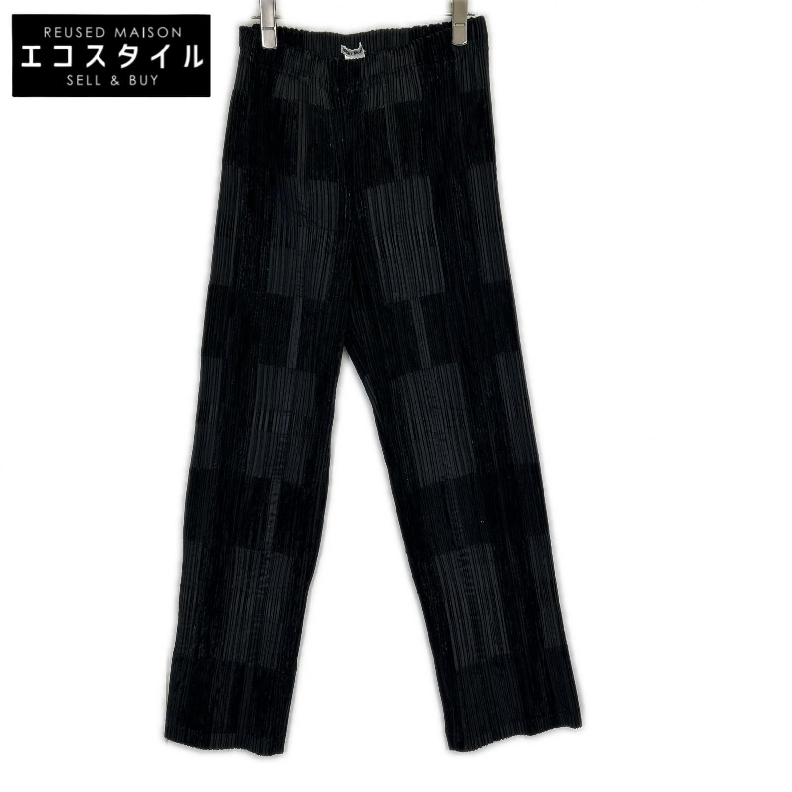 ISSEY MIYAKE　イッセイミヤケ　IM14FF908 ブラック コーデュロイラインデザインパンツ　3