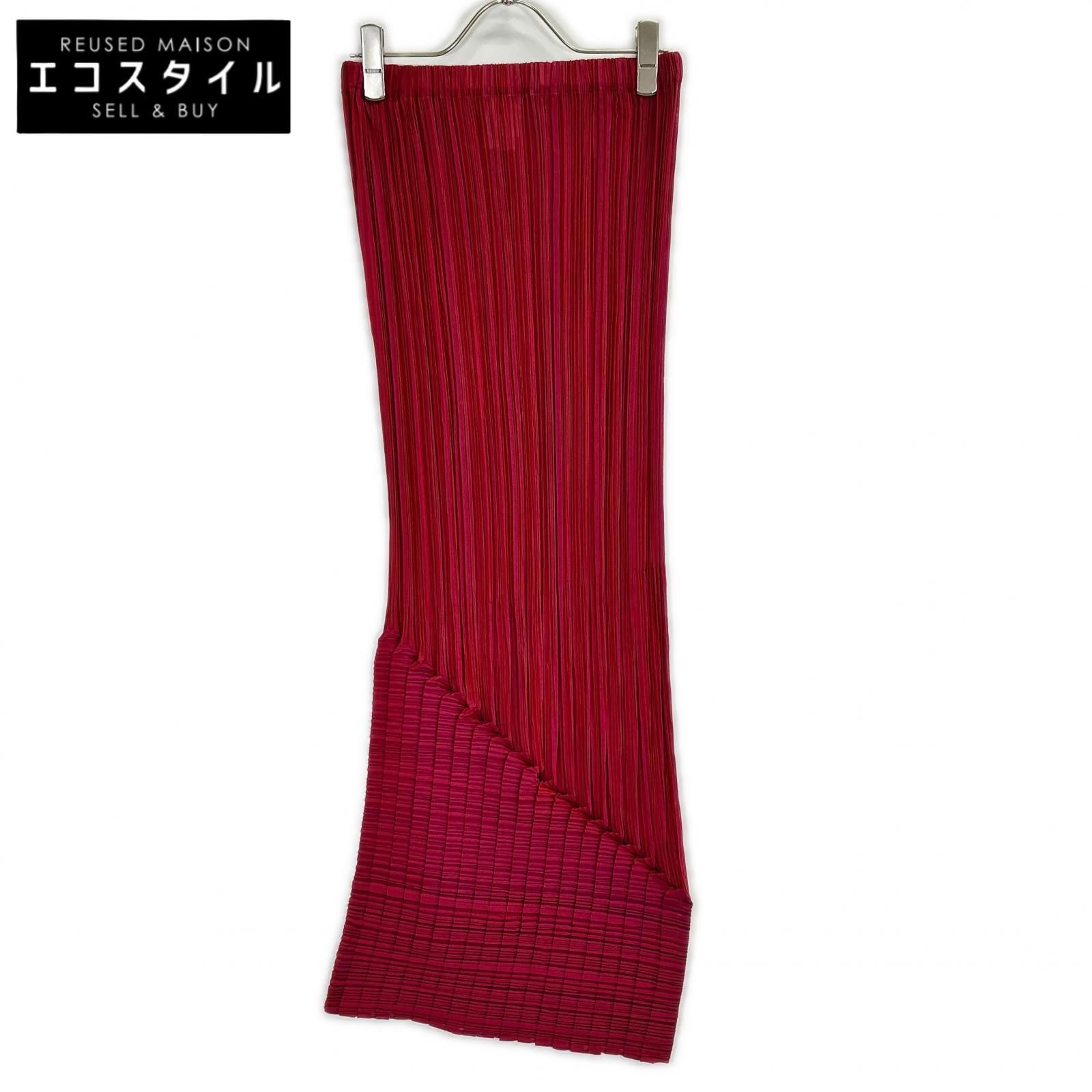 ISSEY MIYAKE　イッセイミヤケ　IM82-FJ911 ピンク アシンメトリープリーツロングスカート　M