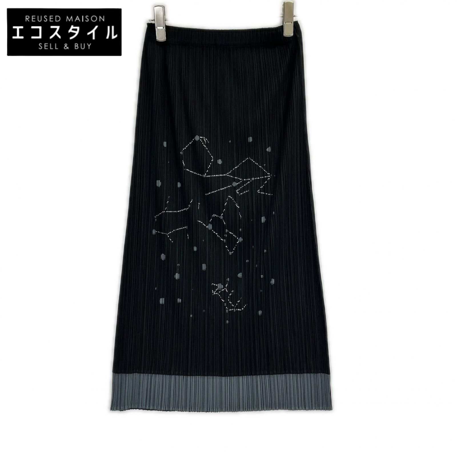 PLEATS PLEASE　プリーツプリーズ　PP61-JG523 ブラック 星座カッティングレイヤードロングスカート　3