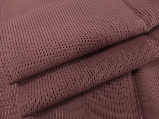 平和屋着物＊夏物　色無地　縦絽　暗紅色　正絹　逸品　AABI9770cs