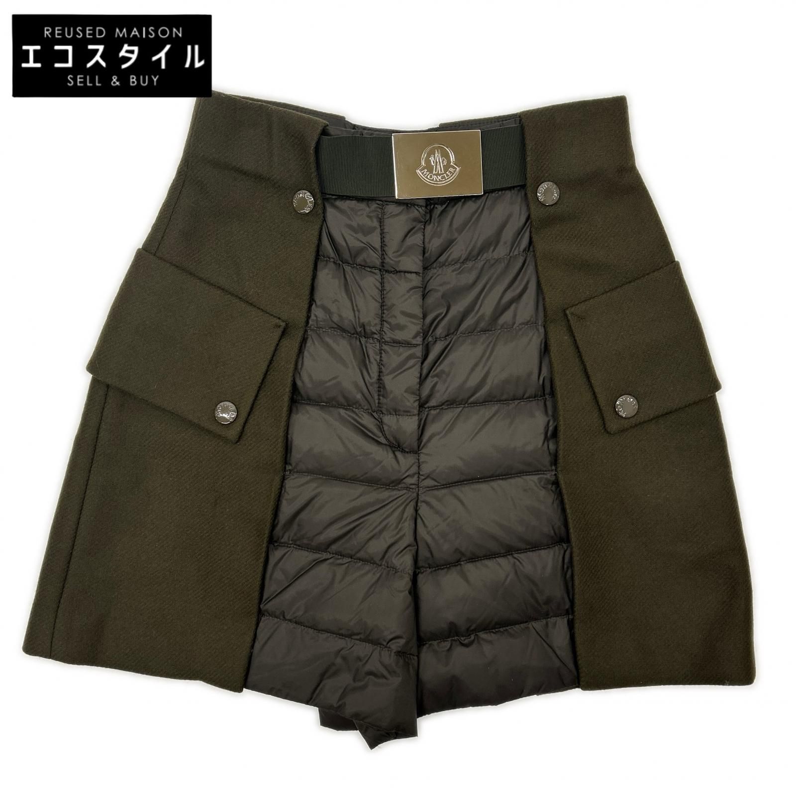 MONCLER モンクレール 15年 カーキ ダウン切り替え ウール ショートパンツ 40