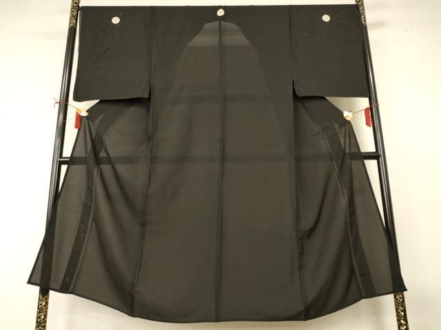 平和屋着物＊夏物　男性　黒紋付　絽　正絹　逸品　AABI9902jd