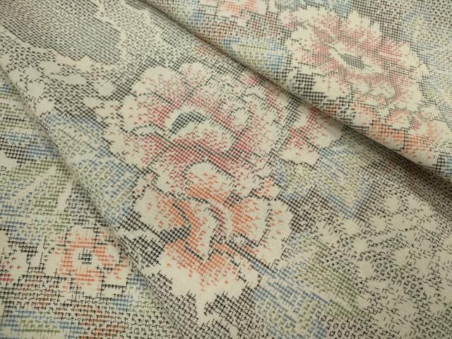 平和屋着物＊夏物　大島紬　夏大島　草花文　正絹　逸品　CABG2313ze