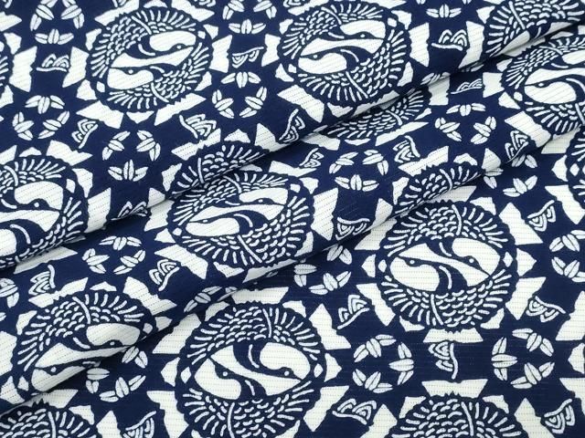 平和屋着物∴夏物　浴衣　綿絽　双鶴丸文　綿　逸品　CABH1233ng