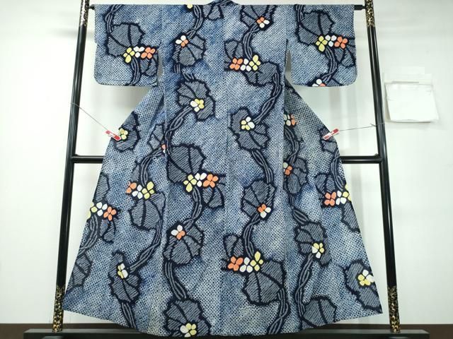 平和屋着物∴夏物 浴衣 有松鳴海絞り 蔦の葉花文 綿 逸品 CABH1242ng
