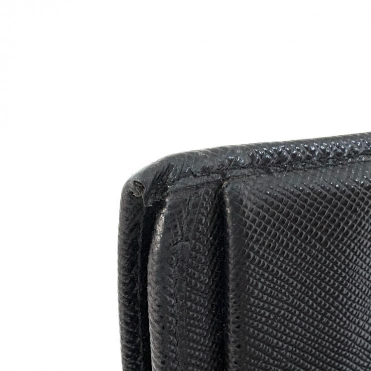 プラダ PRADA サフィアーノ オロ 二つ折り財布 ブラック ゴールド金具