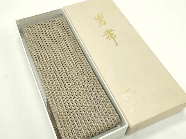 平和屋着物＊夏物　男性　角帯　羅　空五倍子色　箱付き　正絹　逸品　CABG7506rv