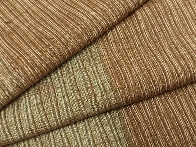 平和屋着物●奥能登紬　間道　反端付き　正絹　逸品　未使用　AABI1961fy