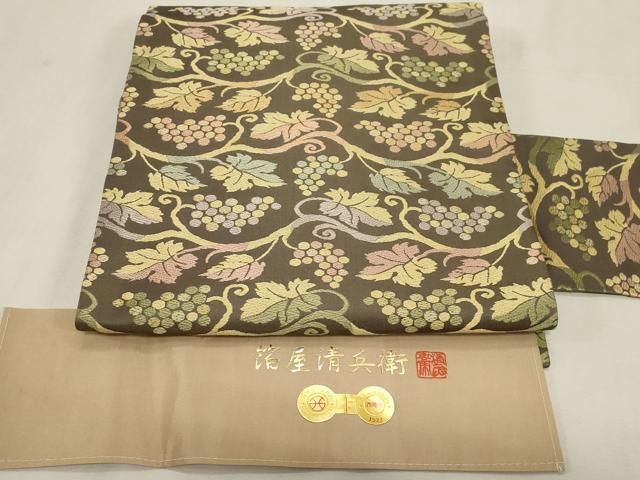 平和屋着物●西陣織　陰山織物謹製　箔屋清兵衛　九寸名古屋帯　唐織　欧亜吉祥文様　証紙付き　正絹　逸品　CABG9237dy