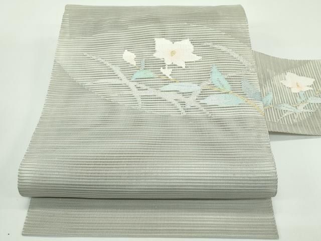平和屋着物＊夏物　八寸名古屋帯　絽綴れ　枝花文　金銀糸　正絹　逸品　CABG7335rv