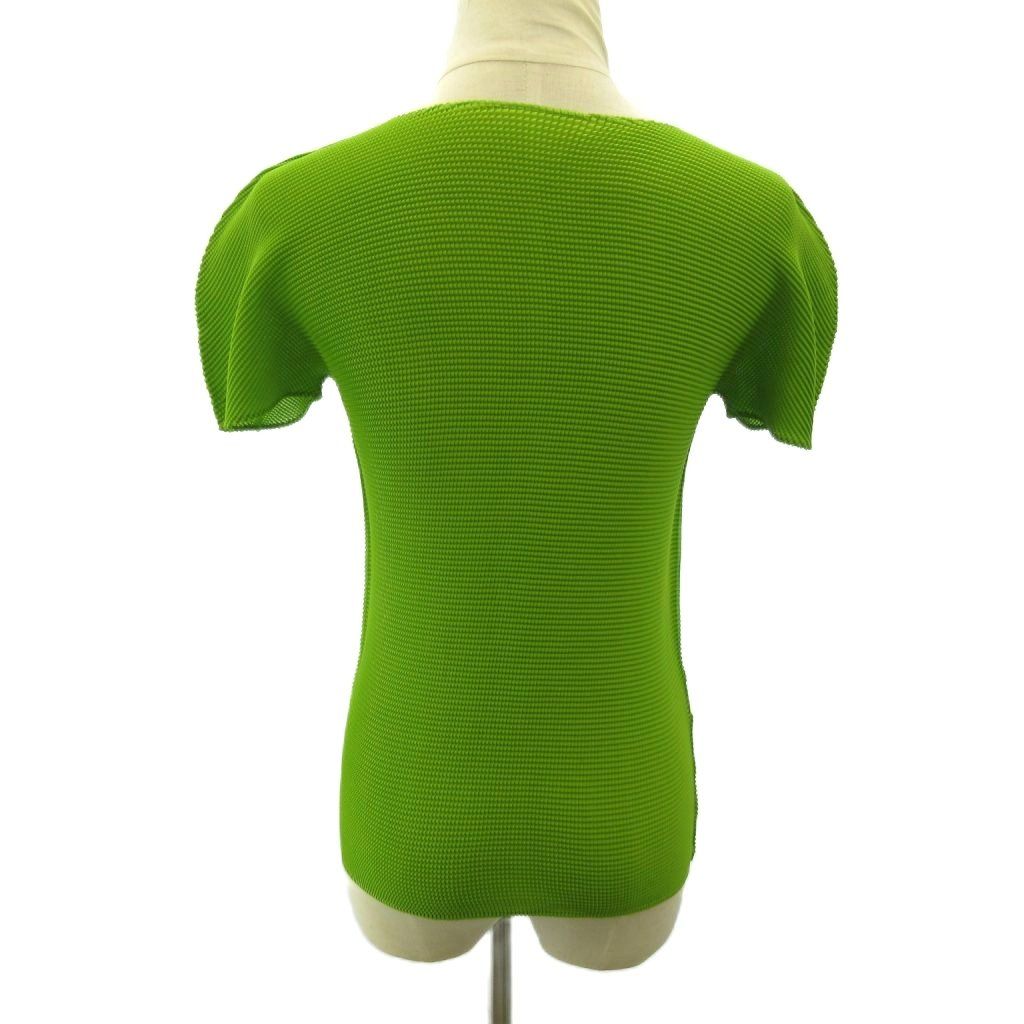 me ISSEY MIYAKE 長袖カットソー トップス プリーツ加工 緑 ミーイッセイミヤケ me ISSEY MIYAKE 美品 プリーツ カットソー 無地