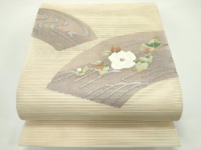 平和屋着物＊夏物　八寸名古屋帯　絽綴れ　地紙枝花文　金銀糸　正絹　逸品　CABG7338rv 23,998円