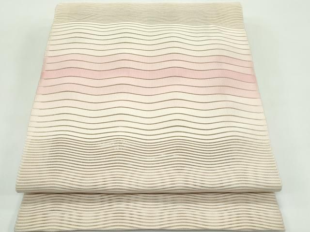 平和屋着物＊夏物　八寸名古屋帯　絽綴れ　よろけ縞　正絹　逸品　CABG7340rv