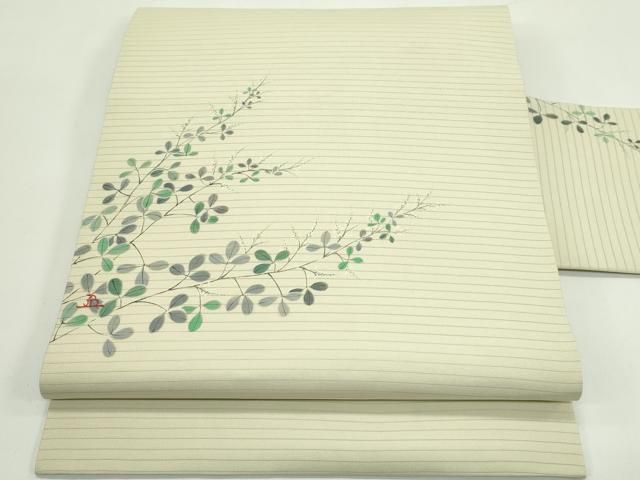 平和屋着物＊夏物　絽塩瀬　九寸名古屋帯　作家物　手描き　萩　正絹　逸品　未使用　CABG7351rv