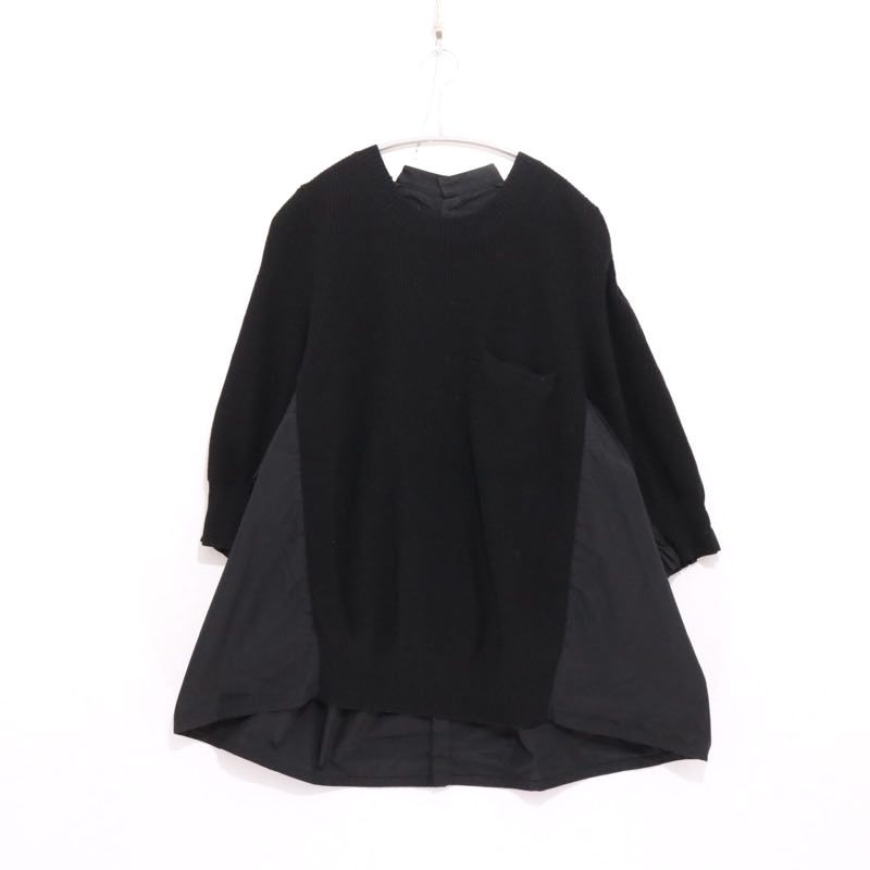 sacai サカイシフォンツイルバックプリーツニット 中古A】サイズ 3 サカイ バック プリーツ ハイブリッド ニット プル