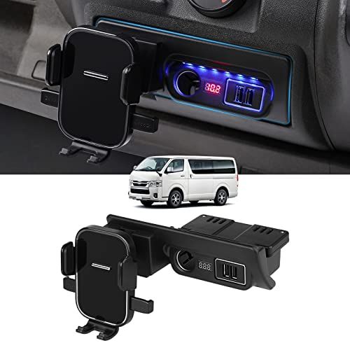 GIMUYA トヨタ ハイエース 200系 増設電源ユニット シガーソケットx1 USBポートQC3.0 x2 レジアスエース 200系 usb 増設ソケット 分配器 急速充電 TOYOTA HIACE 専用設計 車載 スマホホルダー led 0afc53b1