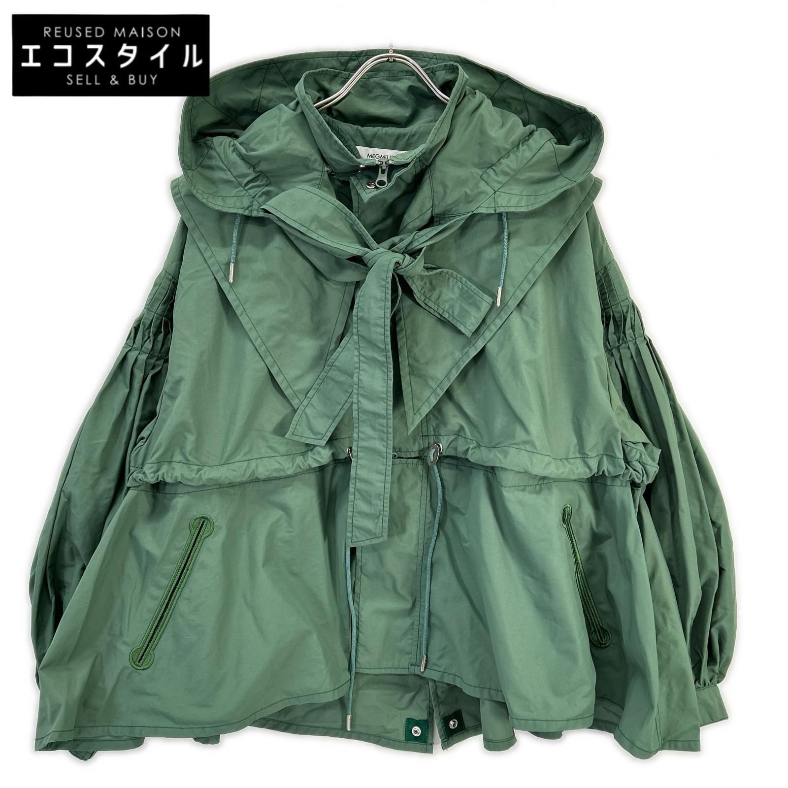 MEGMIURA　メグミウラ　グリーン 4WAY Pin tuck Nylon Short Mountain Jacket ナイロンショートマウンテンジャケット　36