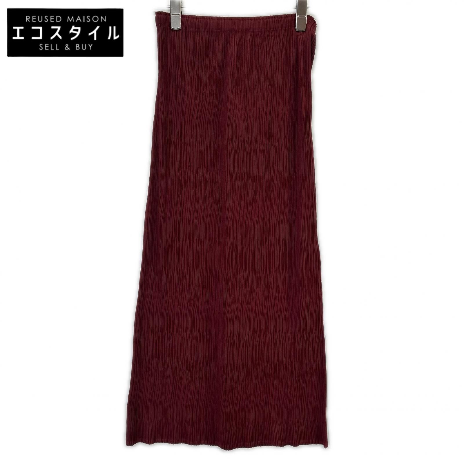 PLEATS PLEASE　プリーツプリーズ　PP63-JG675 レッド ロングスカート　3