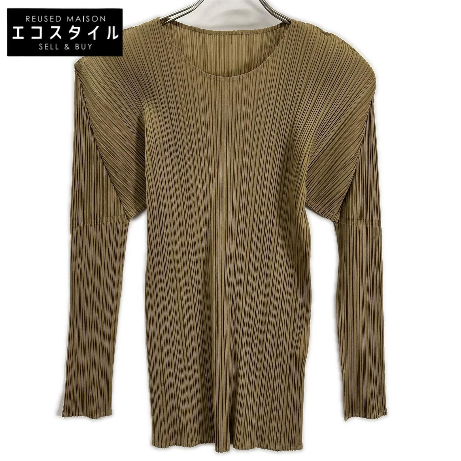 PLEATS PLEASE　プリーツプリーズ　PP61-JK302 ブラウン クルーネック長袖カットソー　F