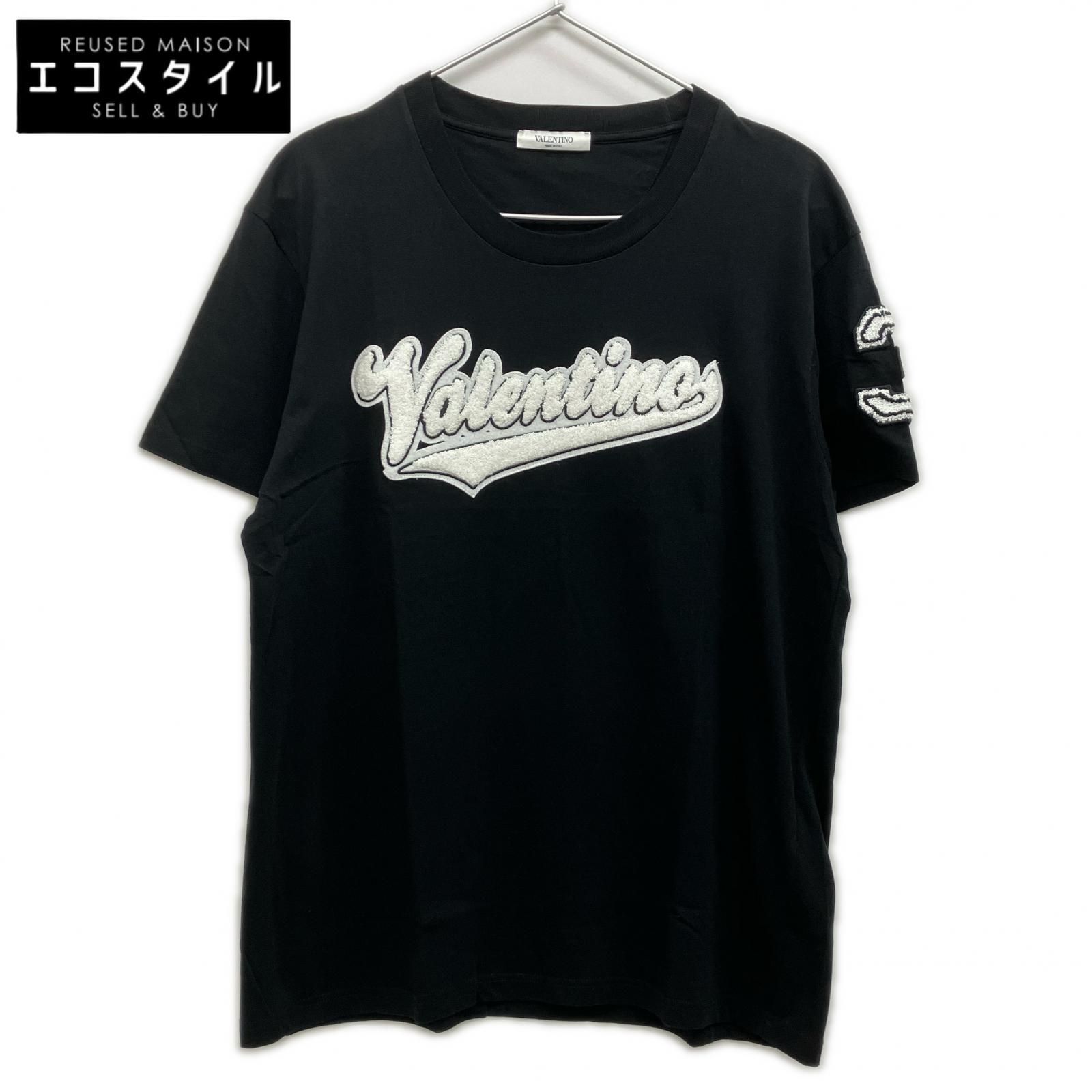 VALENTINO ヴァレンティノ PV3MG10Z3LF ブラック ロゴワッペン クルーネックTシャツ S