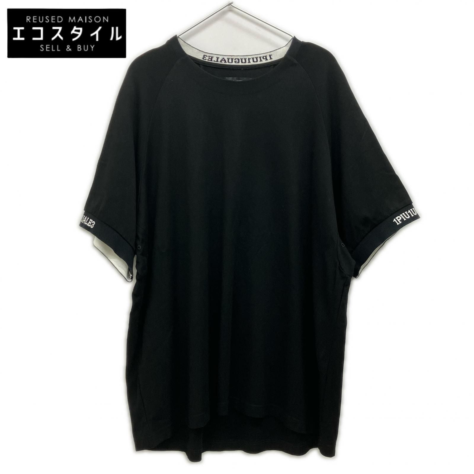 1piu1uguale3　ウノピゥウノウグァーレトレ　RONE013 黒 オーバーサイズ Tシャツ　Ⅳ