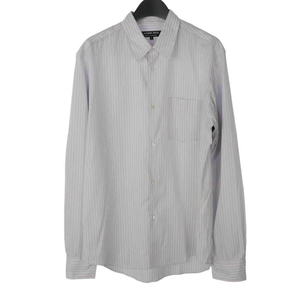 コムデギャルソンオムドゥ COMME des GARCONS HOMME DEUX AD2012 コットンシャツ ストライプ 長袖 袖切替 M ピンク DJ-BC23