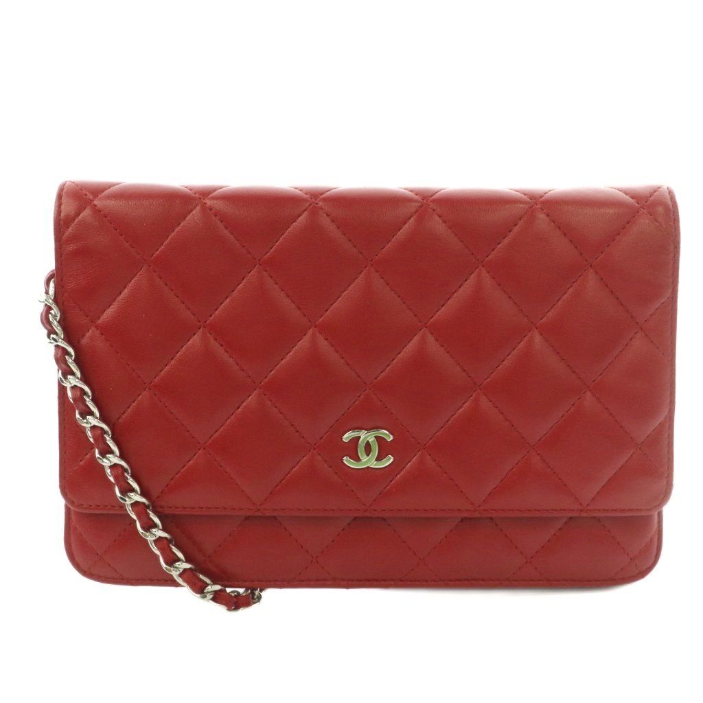 シャネル CHANEL TIMELESS CLASSICS タイムレスクラシック チェーンウォレットバッグ ショルダー レザー ココマーク ロゴ 赤 レッド /BB ■OH ■SH