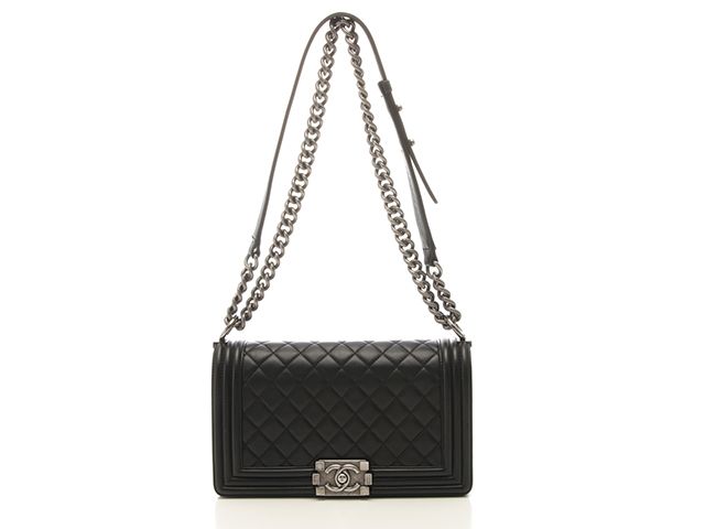 CHANEL シャネル バッグ ボーイシャネル25 マトラッセ チェーンショルダー ブラック/SV ラムス ﾊﾞｯｸﾞ ショルダーバッグ ラムスキン ブラック/SV ブラック レディース【中古】431