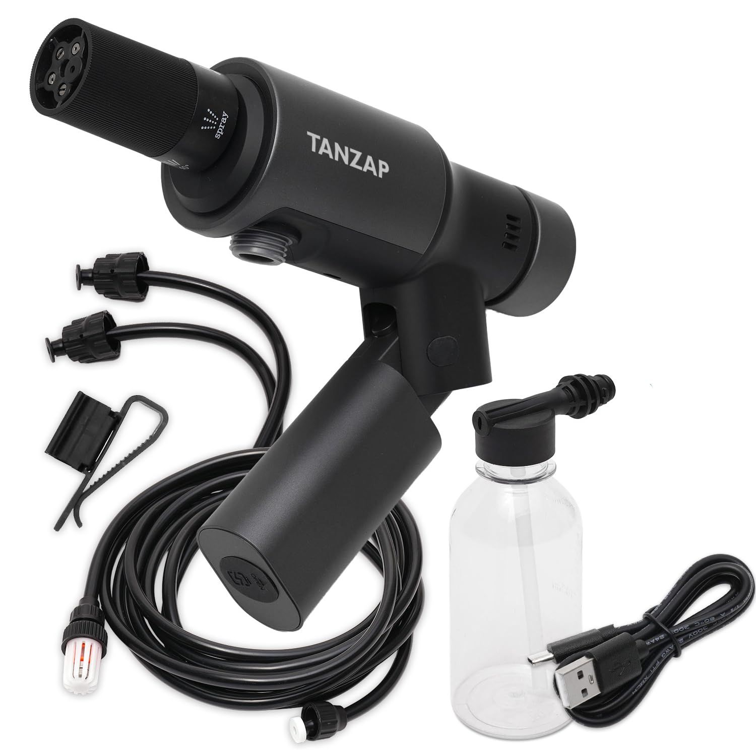 R★2026年最新型 ポータブル高圧洗浄機 コンパクト 充電式 折りたたみ式 柔らかホース採用 ボトルホース２本付 水道接続不要 高性能5in1ノズル 泡洗浄機能付き USB-C充電式 軽量 静音 ベランダ 玄関 自転車 網戸 洗浄 農業用ド ac084eb5