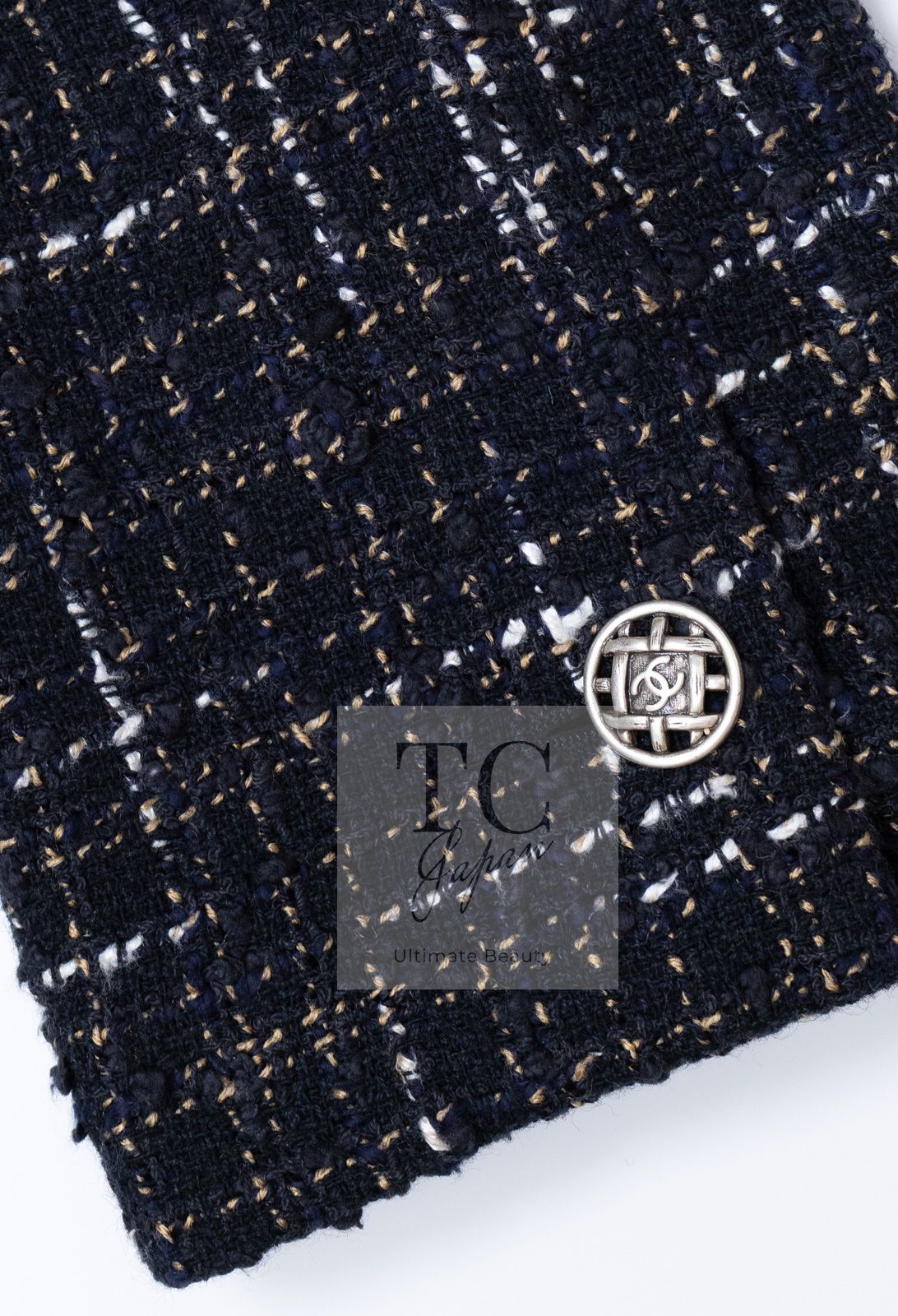 シャネル ジャケット CHANEL ブラック ブラウン ホワイト エポレット