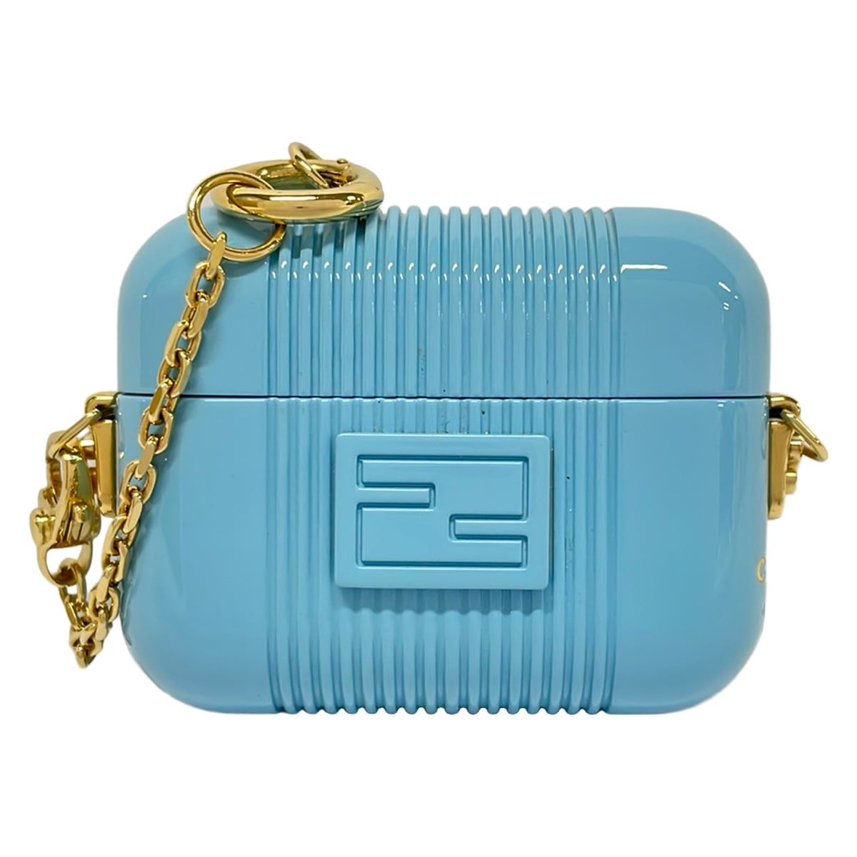 FENDI(フェンディ) 小物入れ - ライトブルー×ゴールド AirPodsケース/CHAOSコラボ