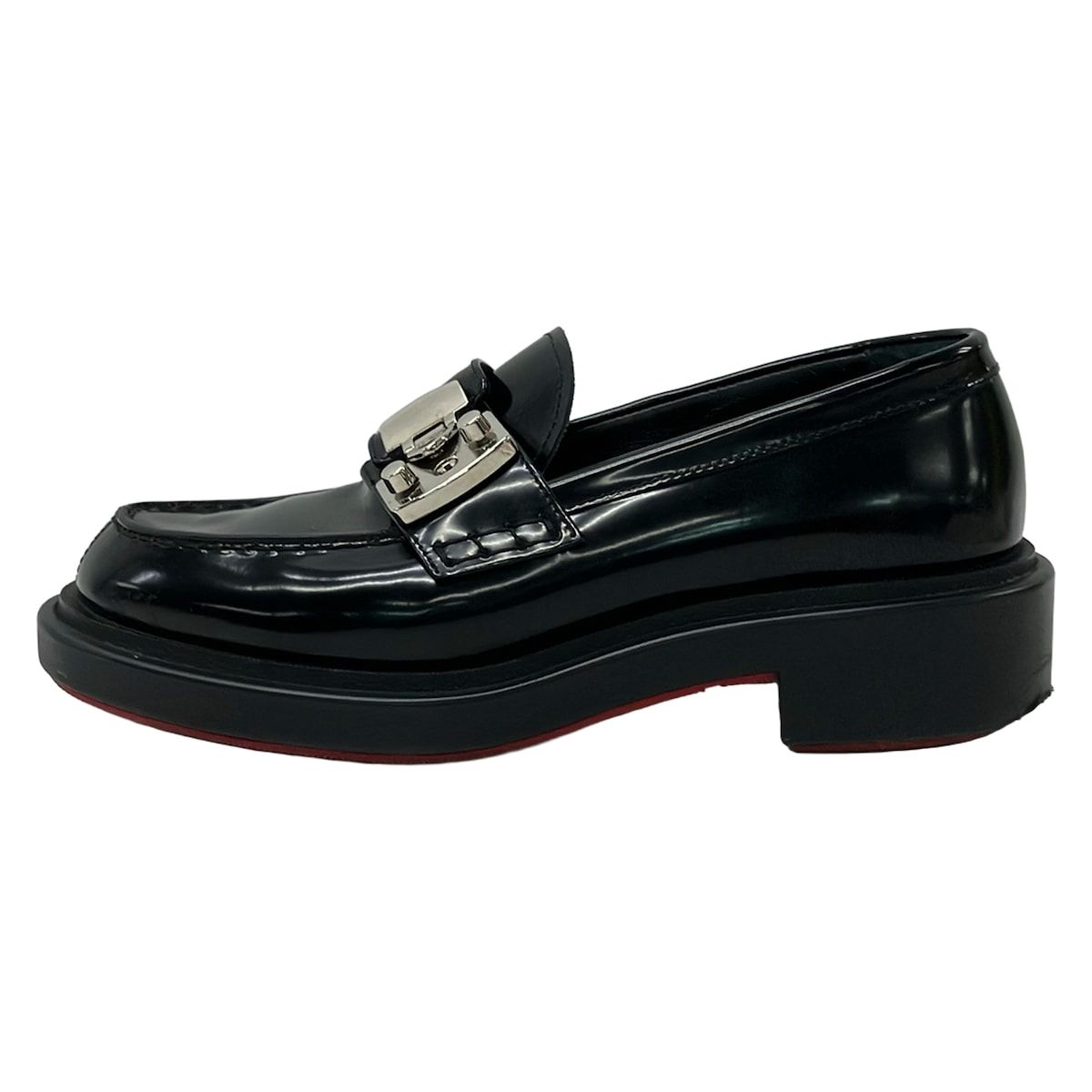 CHRISTIAN LOUBOUTIN(クリスチャンルブタン) ローファー 35 1/2 レディース - 黒×シルバー レザー