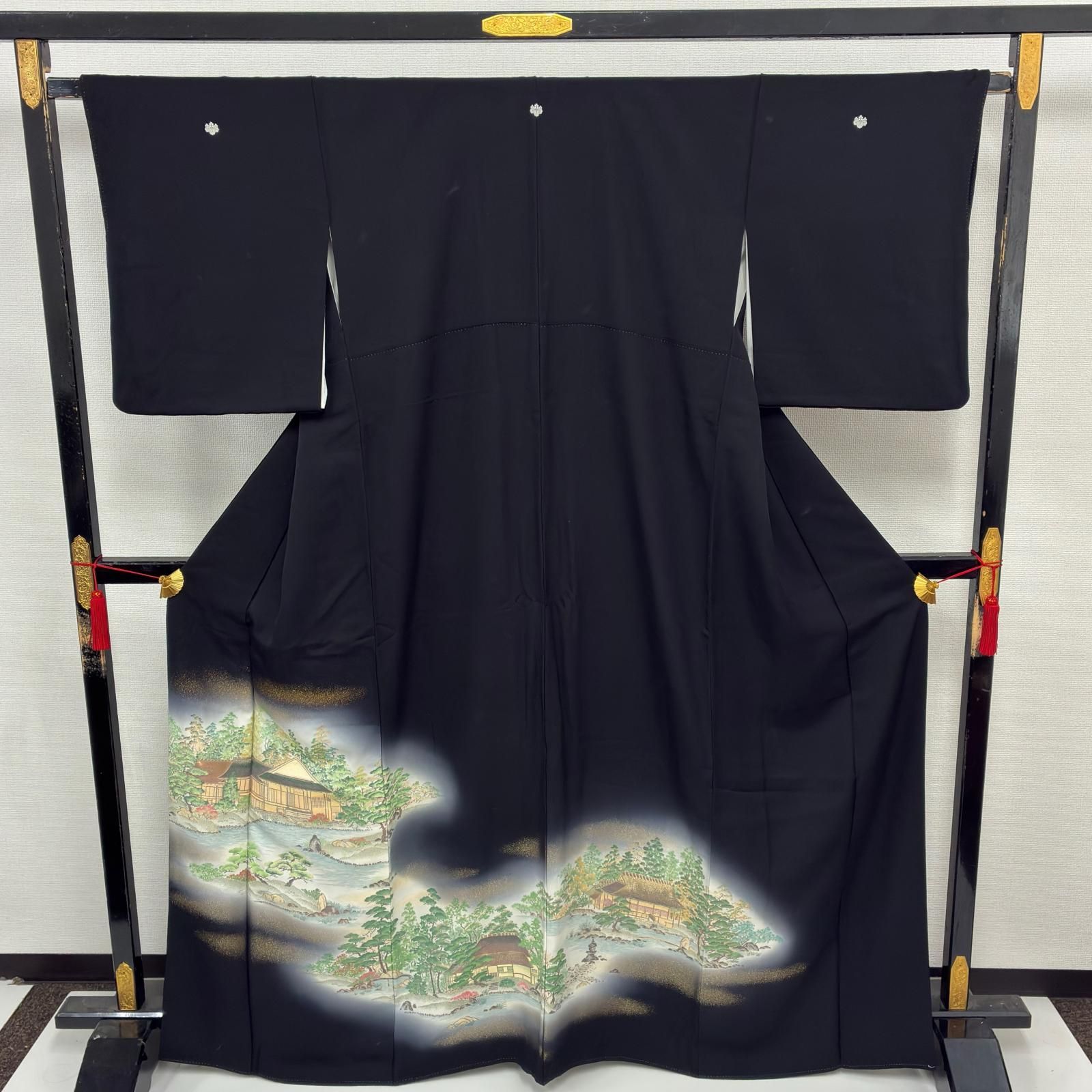 逸品正絹寿光織色留袖♪風景柄♪浅葱色