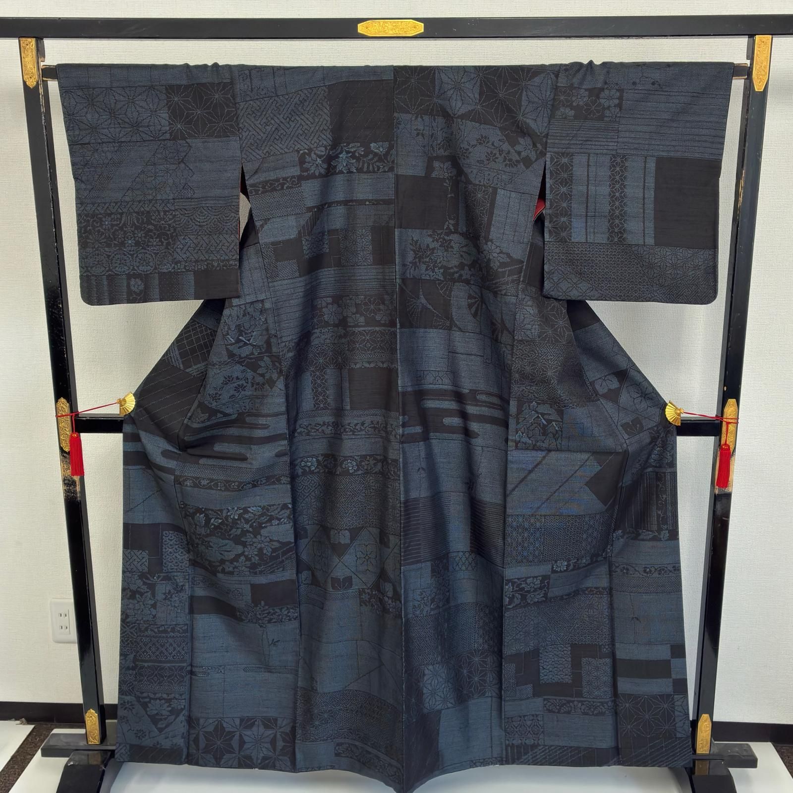 絣絵巻 証紙 蚊絣 正絹 藍染め紬 袷 着物 MK-9445 - メルカリ