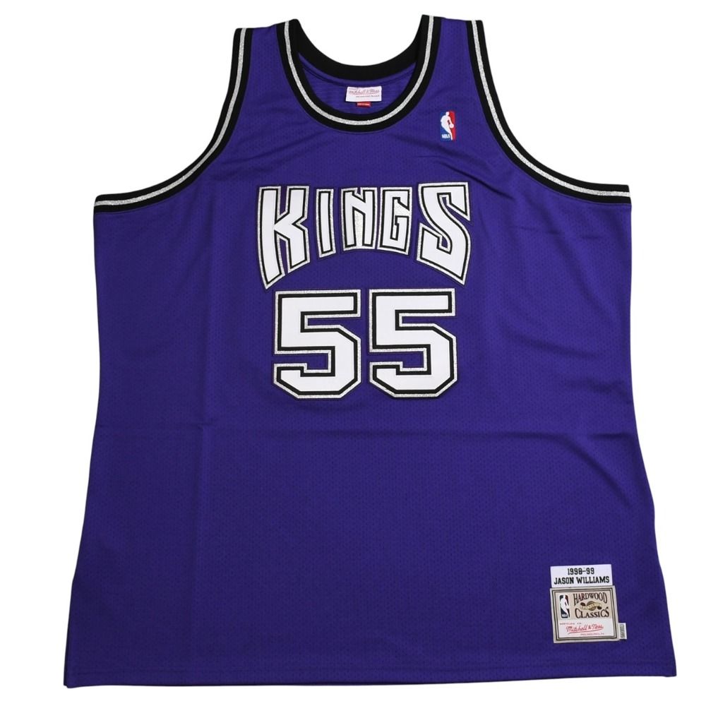 新品同様 Mitchell&Ness ミッチェルアンドネス オーセンティックジャージ サクラメントキングス ジェイソンウィリアムズ 背番号55 1998-99 パープル ブラック 3XLサイズ 中古 4a002281