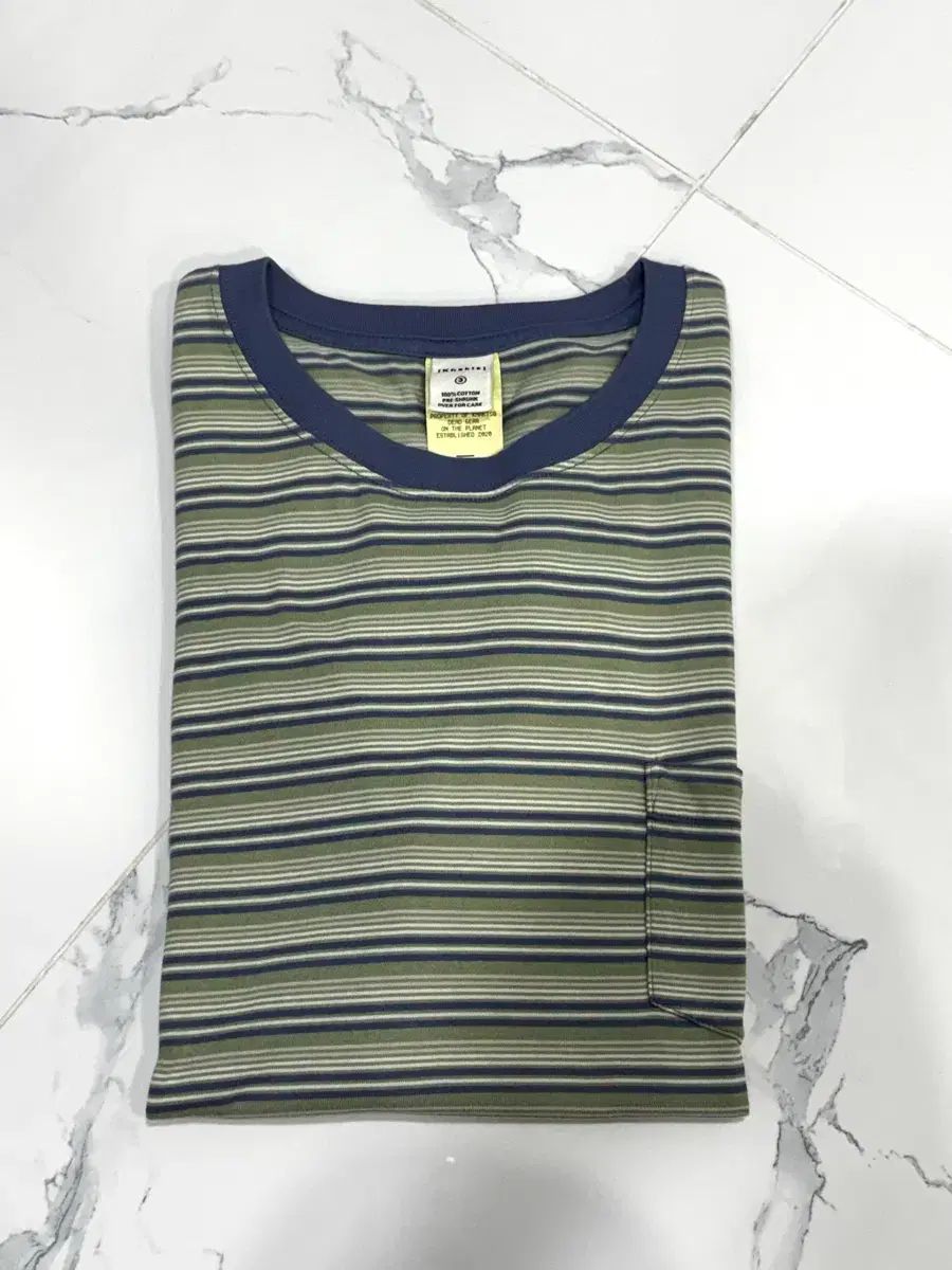 カーキ スボーダー Tシャツ (ウール L)
