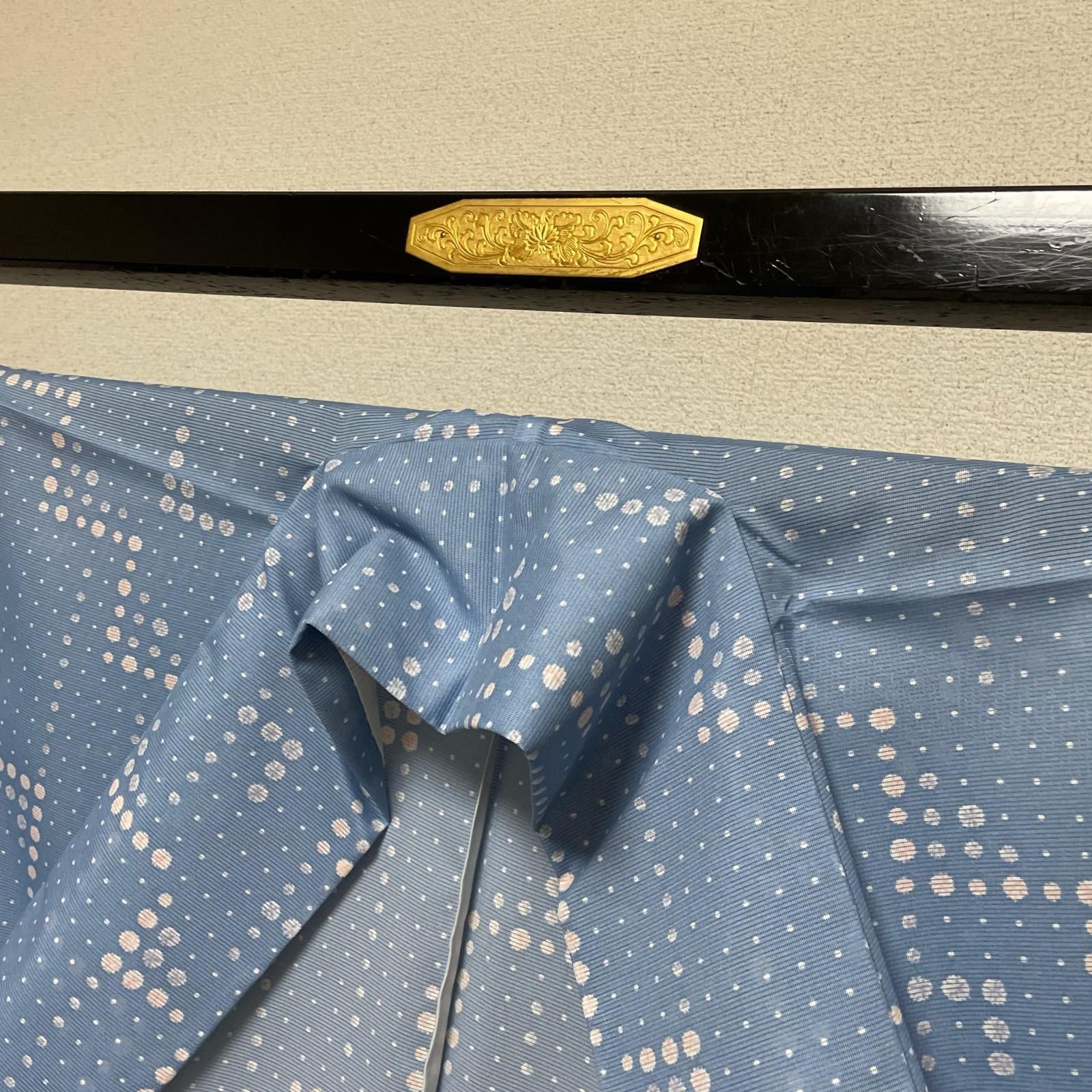 夏着物 絽織 可愛い染め 着物 化繊 X-3266