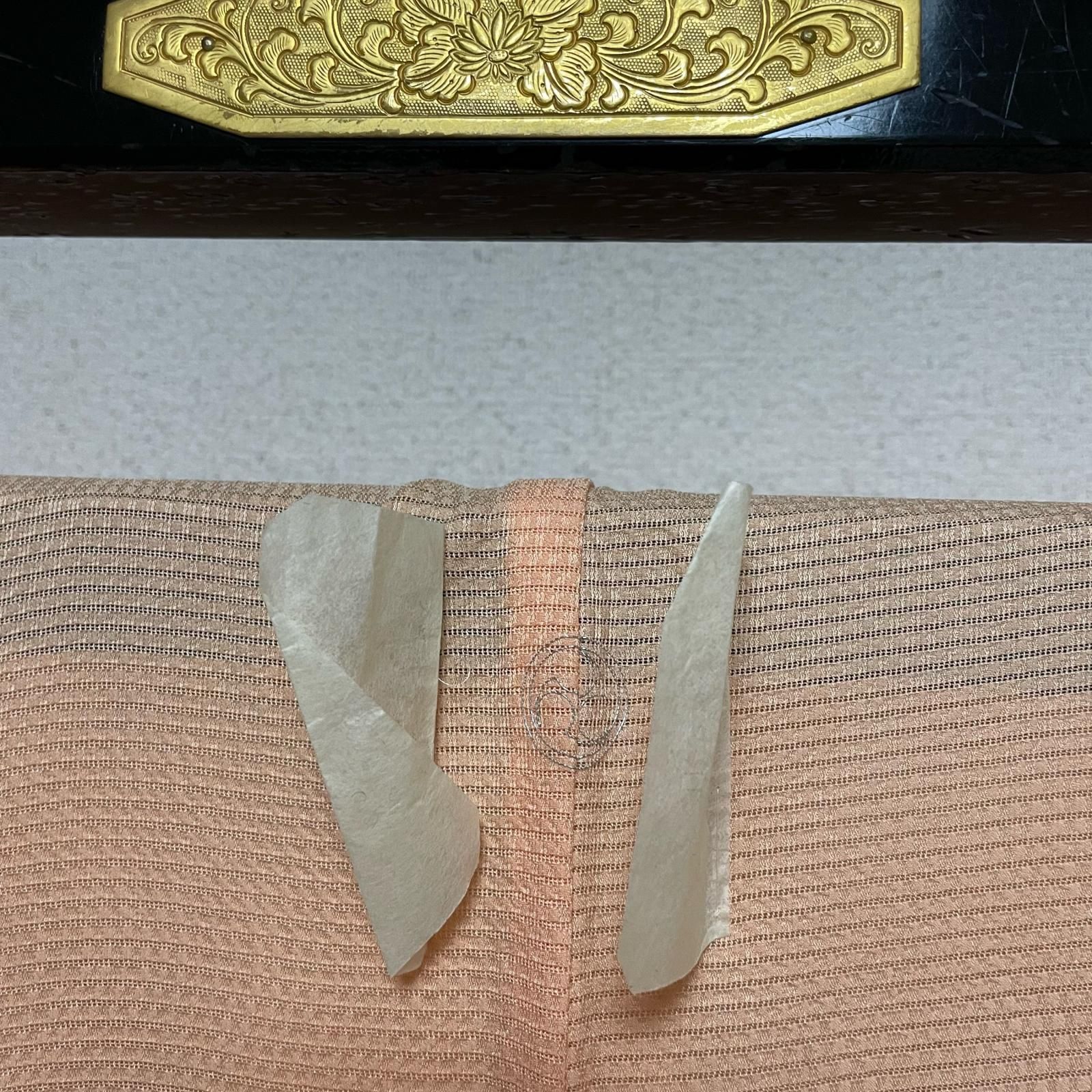 夏着物 絽ちりめん 色無地 可愛いオレンジ 着物 正絹 一つ紋 X-3267