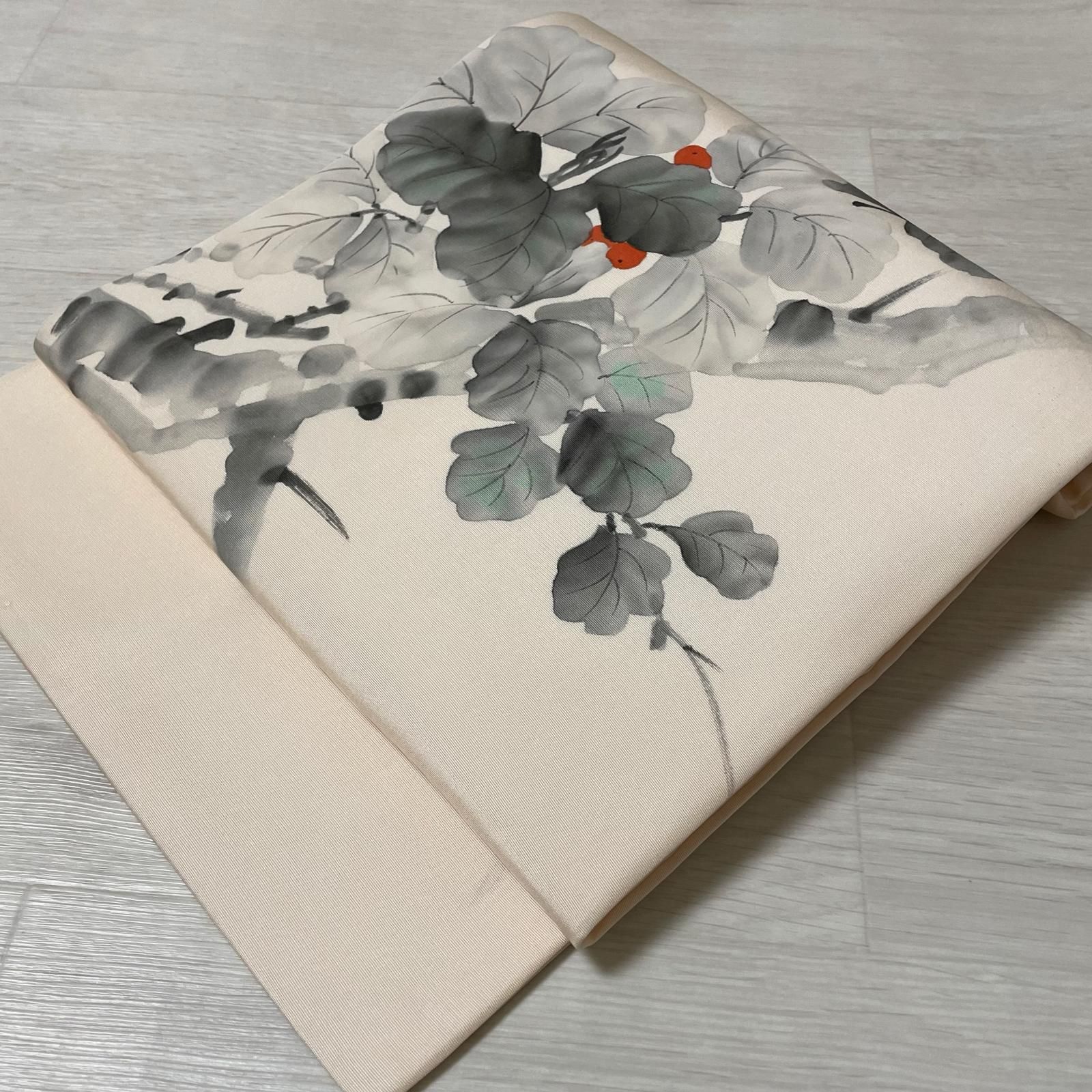 作家物 名古屋帯 塩瀬 蔦模様 九寸 正絹 着物 X-3278