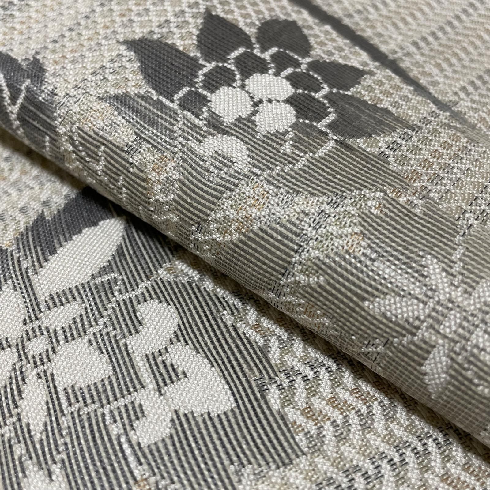 本場筑前博多織 名古屋帯 花模様 上品な色味 八寸 正絹 着物 X-3279