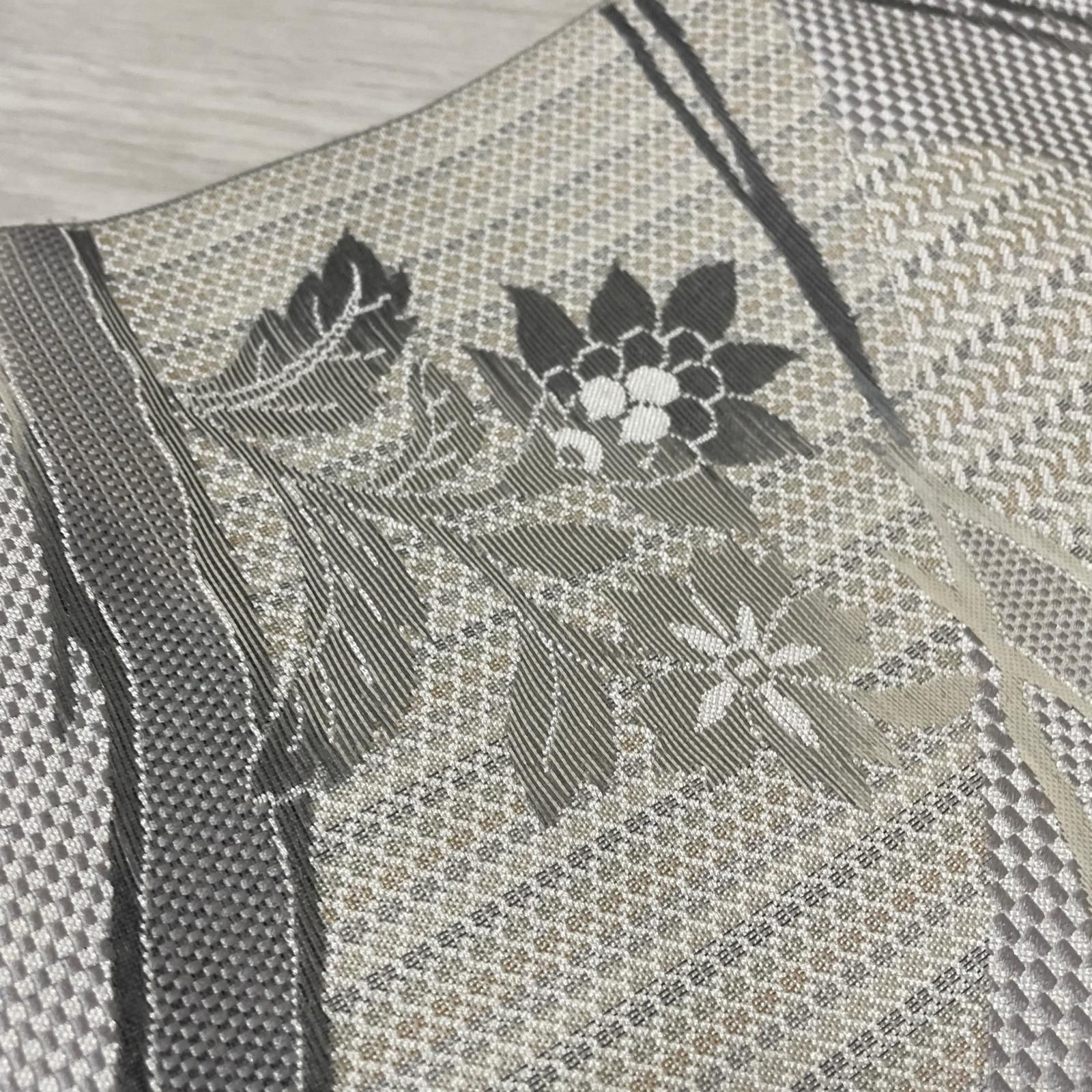本場筑前博多織 名古屋帯 花模様 上品な色味 八寸 正絹 着物 X-3279