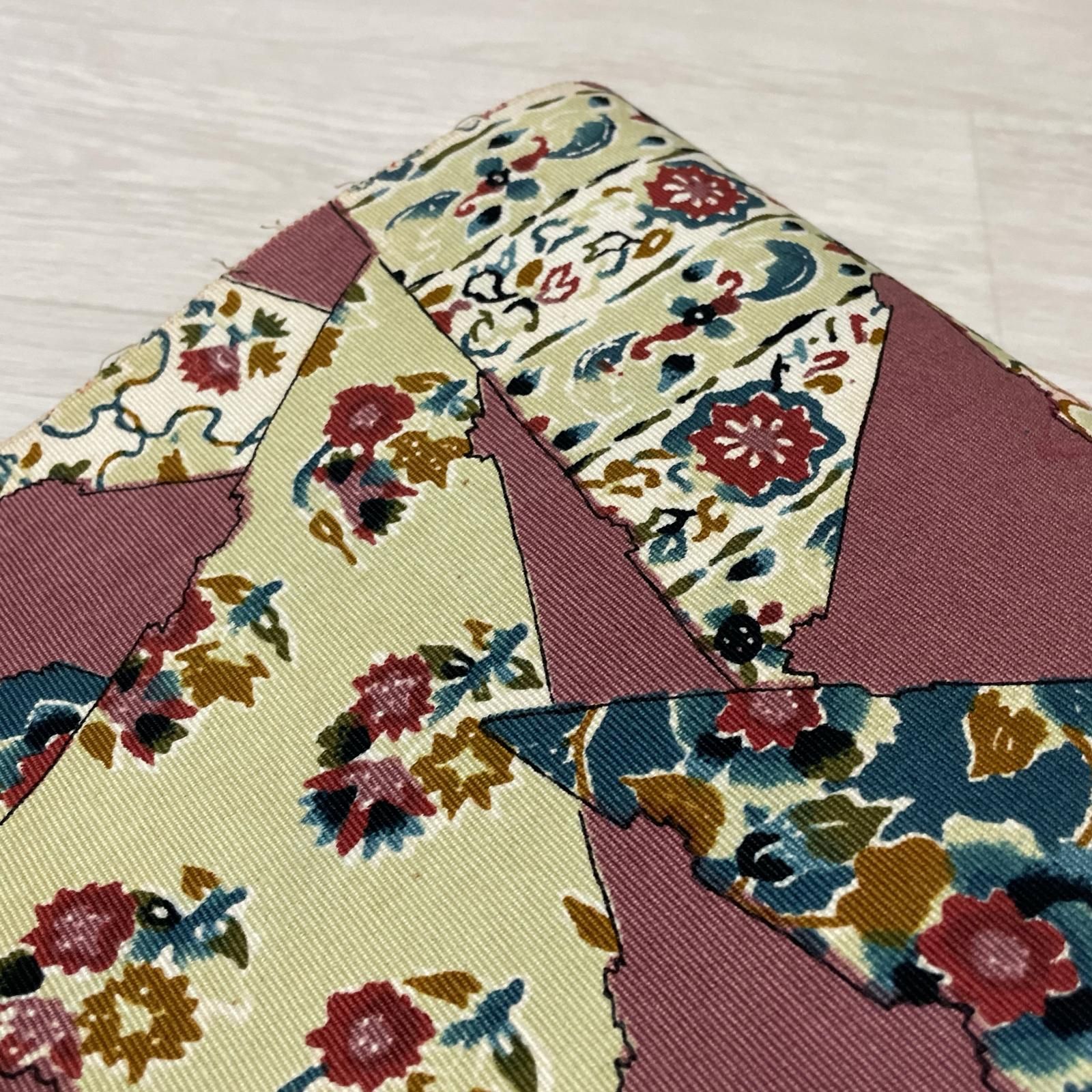 名古屋帯 草花模様 八寸 綿 着物 X-3283