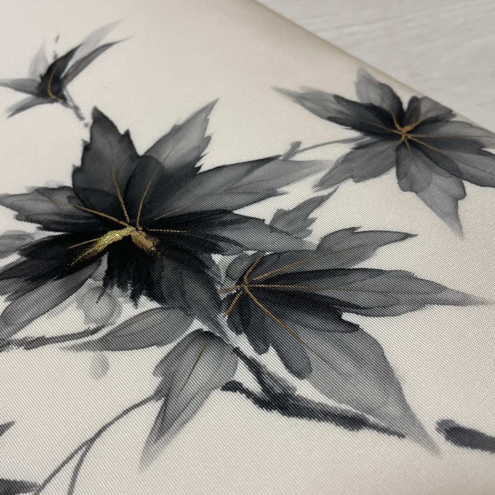 作家物 名古屋帯 塩瀬 墨書きの上品な花模様 九寸 正絹 着物 X-3303