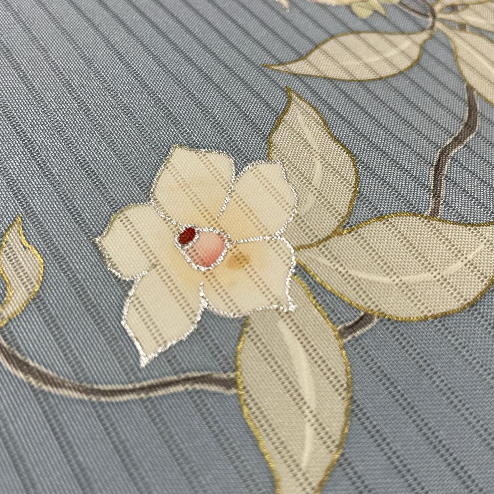 名古屋帯 絽塩瀬 上品な花模様 九寸 正絹 着物 X-3307 名古屋帯 絽塩瀬 上品な花模様 九寸 正絹 着物 X-3307