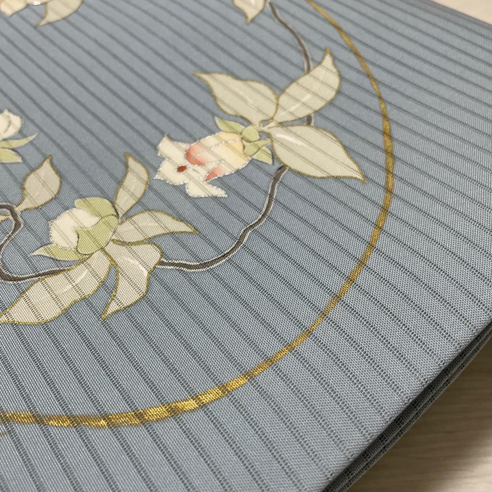 名古屋帯 絽塩瀬 上品な花模様 九寸 正絹 着物 X-3307 名古屋帯 絽塩瀬 上品な花模様 九寸 正絹 着物 X-3307