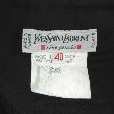 イヴサンローランリヴゴーシュ YVES SAINT LAURENT rive gauche アセテート レーヨンスカート タック ストレート ミディ丈 イタリア製 ブラック 黒 40