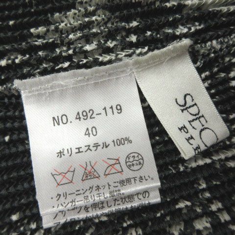 スペッチオ SPECCHIO 総柄シャトルプリーツトップス 492-119 半袖 ストレッチ ブラック 黒 ホワイト 白 40