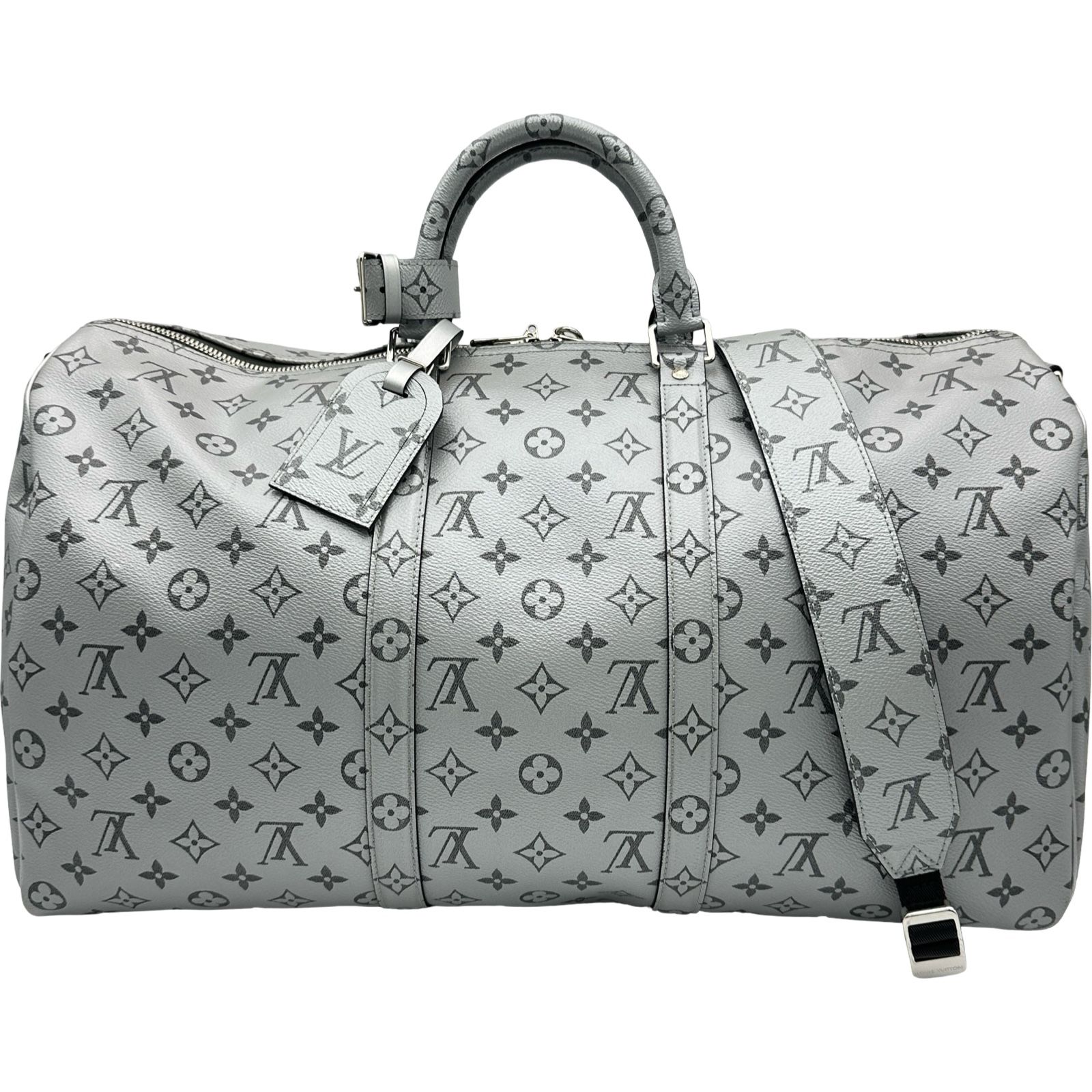 ルイ・ヴィトン LOUIS VUITTON キーポル・バンドリエール50 M43848 シルバー モノグラム・エクリプス メンズ ボストンバッグ