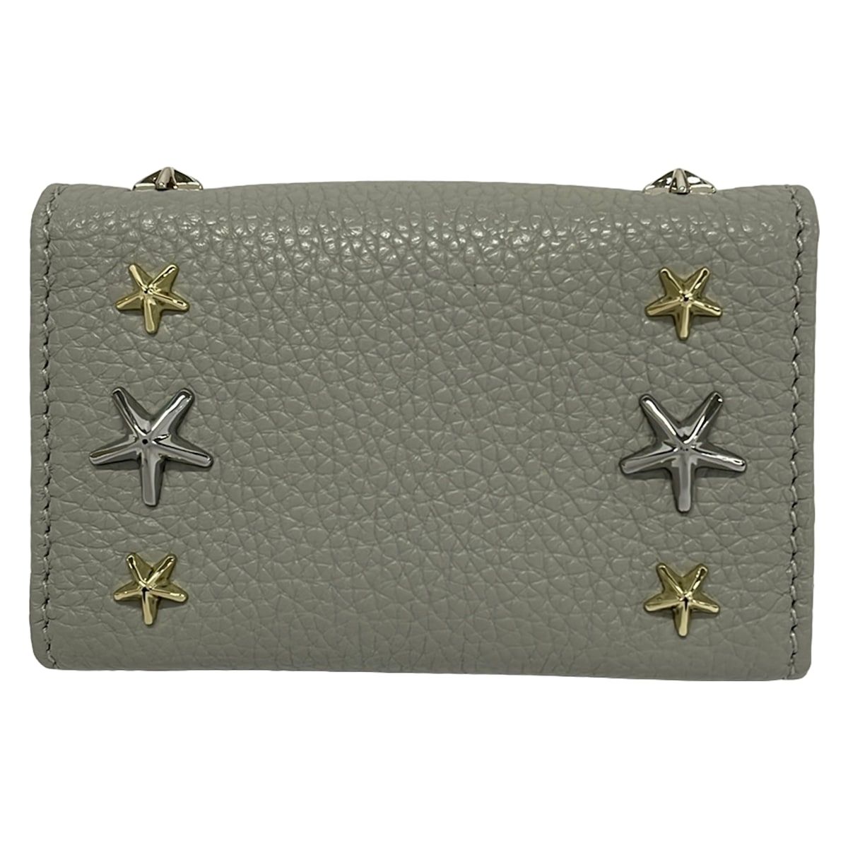 JIMMY CHOO(ジミーチュウ) キーケース美品 ネプチューン グレー 6連フック/スタッズ/スター(星)/ホログラムシールあり レザー