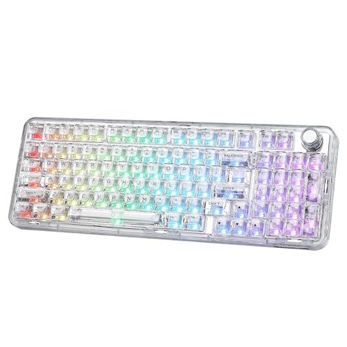YUNZII X98 QMK/VIA対応 ワイヤレス メカニカル ゲーミングキーボード 透明キーキャップ 3モード接続 BT5.0/2.4GHz/USB-C ホットスワップ可能 潤滑済みスイッチ ガスケット構造 RGBバックライト ノブ付きW fd02a688